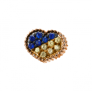 GOLD PENDANT WITH BLUE AND YELLOW SAPPHIRES - П438сж