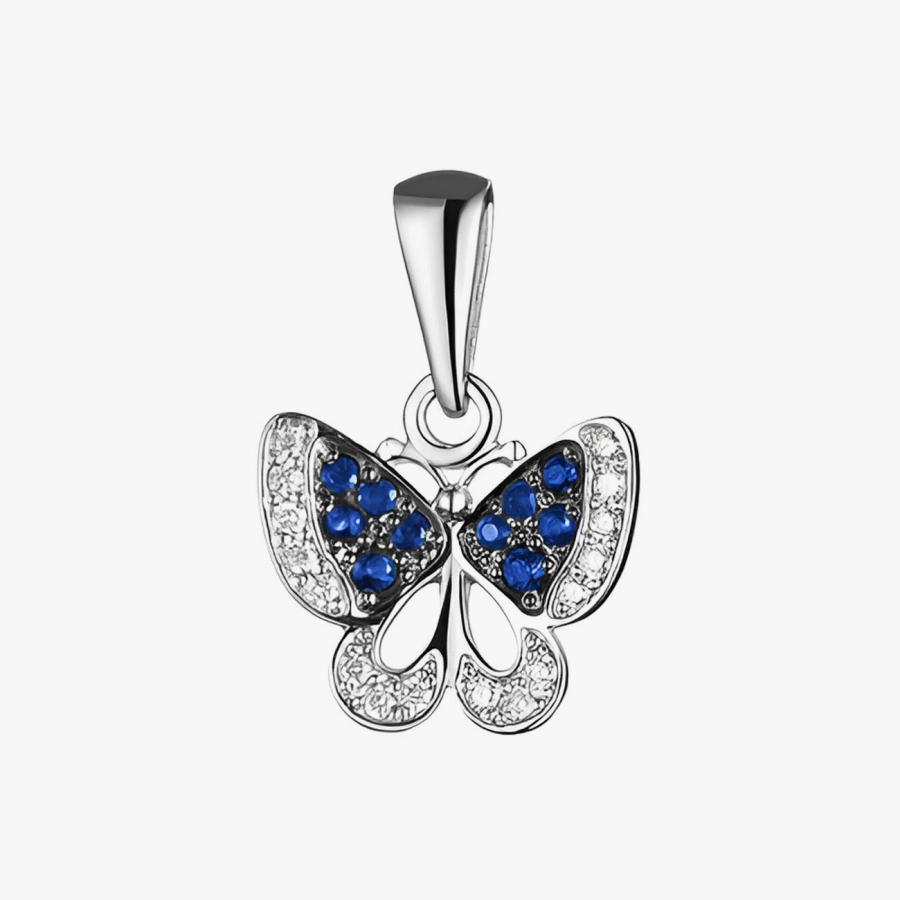 Підвіска "Метелик" із діамантами та сапфірами з білого золота - П442с