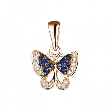 GOLD PENDANT WITH SAPPHIRES AND DIAMONDS - П442с