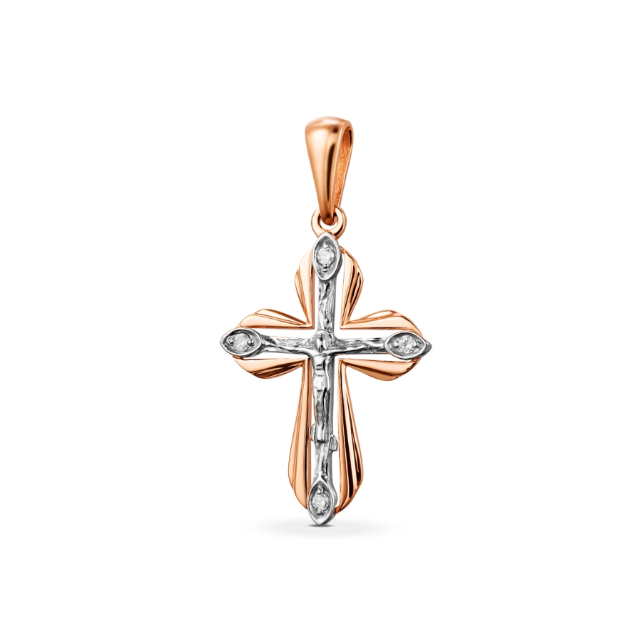 ЗОЛОТИЙ ХРЕСТИК З ДІАМАНТАМИ - П455