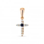 GOLD CROSS WITH SAPPHIRE AND DIAMONDS - П466