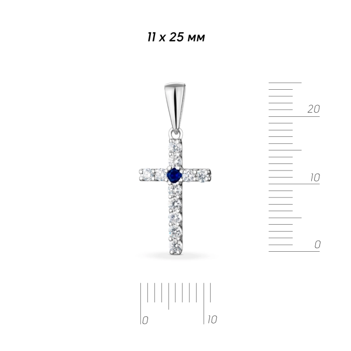 GOLD CROSS WITH SAPPHIRE AND DIAMONDS - П467