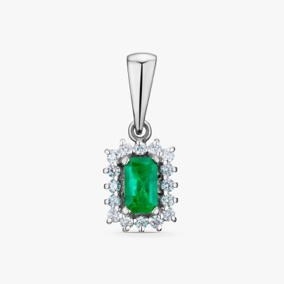 GOLD PENDANT WITH EMERALD AND DIAMONDS - П469и