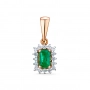 GOLD PENDANT WITH EMERALD AND DIAMONDS — П469и