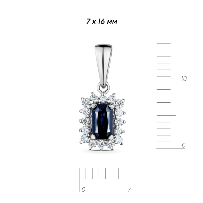 GOLD PENDANT WITH SAPPHIRE AND DIAMONDS - П469с
