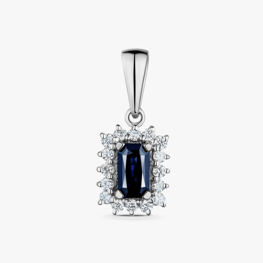 Sapphire and Diamond Pendant in White Gold - П469с