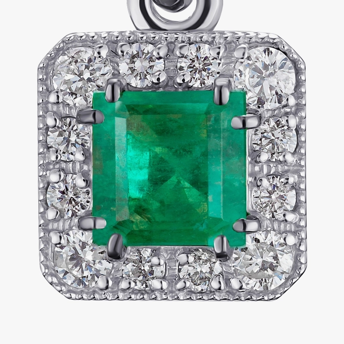 Emerald and Diamond Pendant in White Gold - П474и