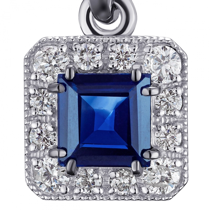GOLD PENDANT WITH SAPPHIRE AND DIAMONDS - П474с