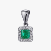 Emerald and Diamond Pendant in White Gold - П474и