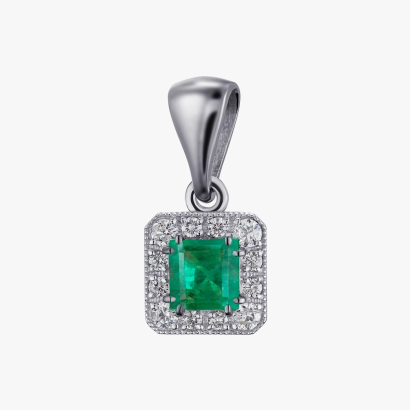 GOLD PENDANT WITH EMERALD AND DIAMONDS - П474и