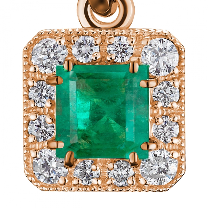 GOLD PENDANT WITH EMERALD AND DIAMONDS - П474и