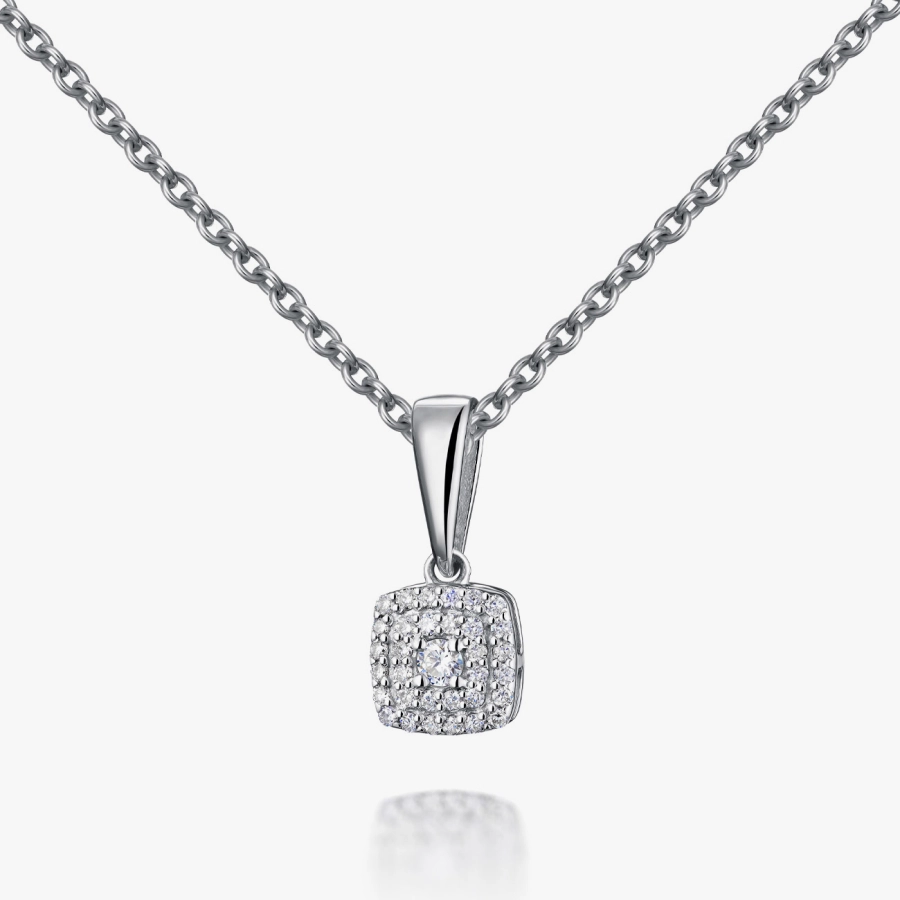 Підвіс з діамантами у формі квадрата з білого золота - П478