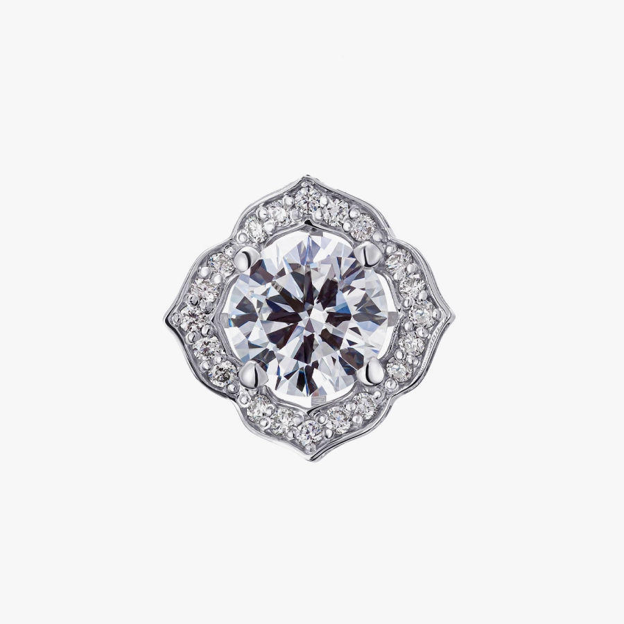 Diamond and Diamond Pavé Solitaire Pendant - П481