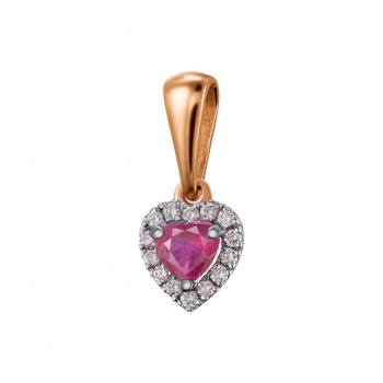GOLD PENDANT WITH RUBY AND DIAMONDS - П489р