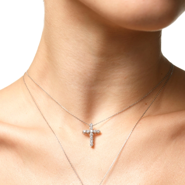 Подвес в форме креста с бриллиантами - П499
