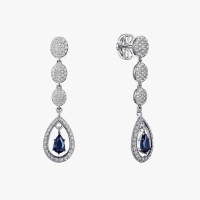 Сережки-підвіски з білим золотом і сапфірами - С200170с