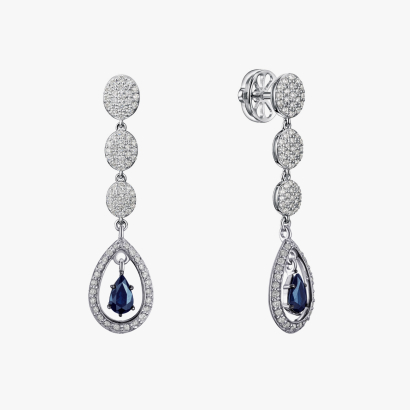 Серьги-подвески с белым золотом и сапфирами - С200170и