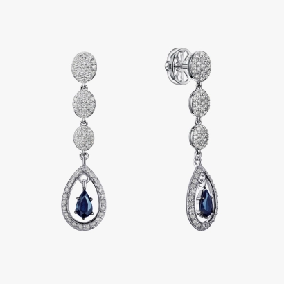Сережки-підвіски з білим золотом і сапфірами - С200170с