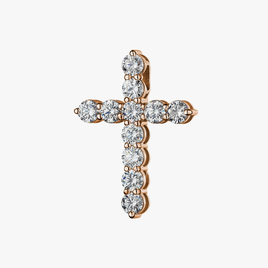 Diamond Cross Pendant in Red Gold - П501