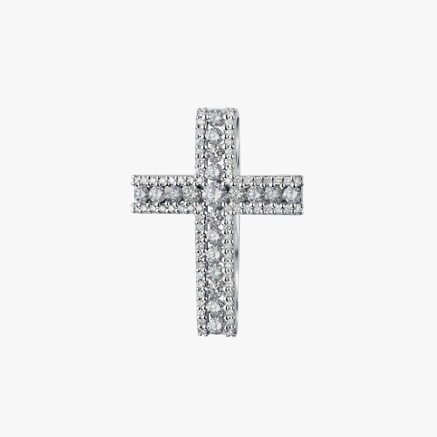 White Gold Cross Pendant with Diamonds - П505