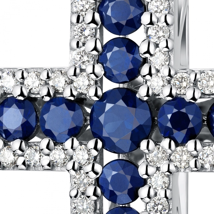 GOLD CROSS WITH DIAMONDS AND SAPPHIRES - П505с