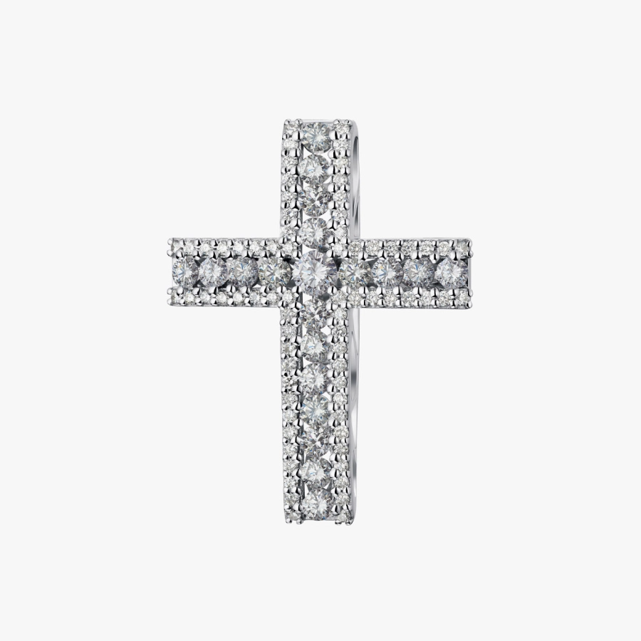 White Gold Cross Pendant with Diamonds - П505