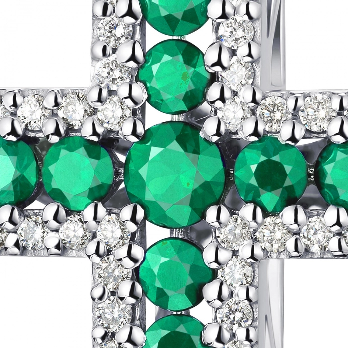 GOLD CROSS WITH DIAMONDS AND EMERALDS - П505и