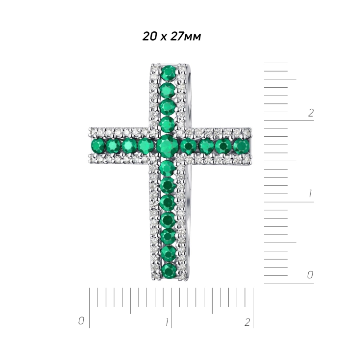 GOLD CROSS WITH DIAMONDS AND EMERALDS - П505и