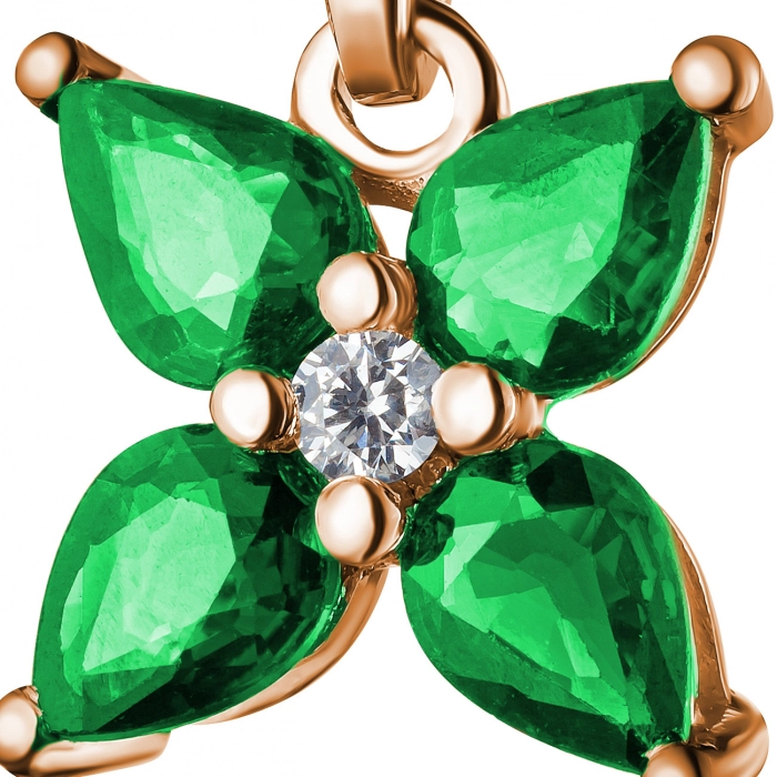 GOLD PENDANT WITH EMERALDS AND DIAMONDS - П506.1и