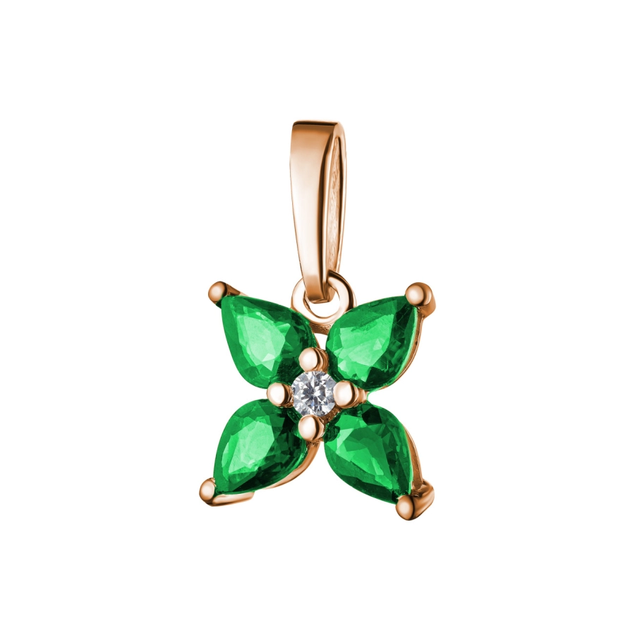 ЗОЛОТА ПІДВІСКА ЗІ СМАРАГДАМИ І ДІАМАНТОМ - П506.1и