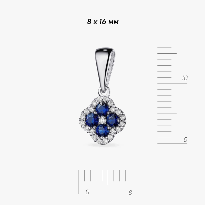 Sapphire and Diamond Pendant in White Gold - 178608 - П508с