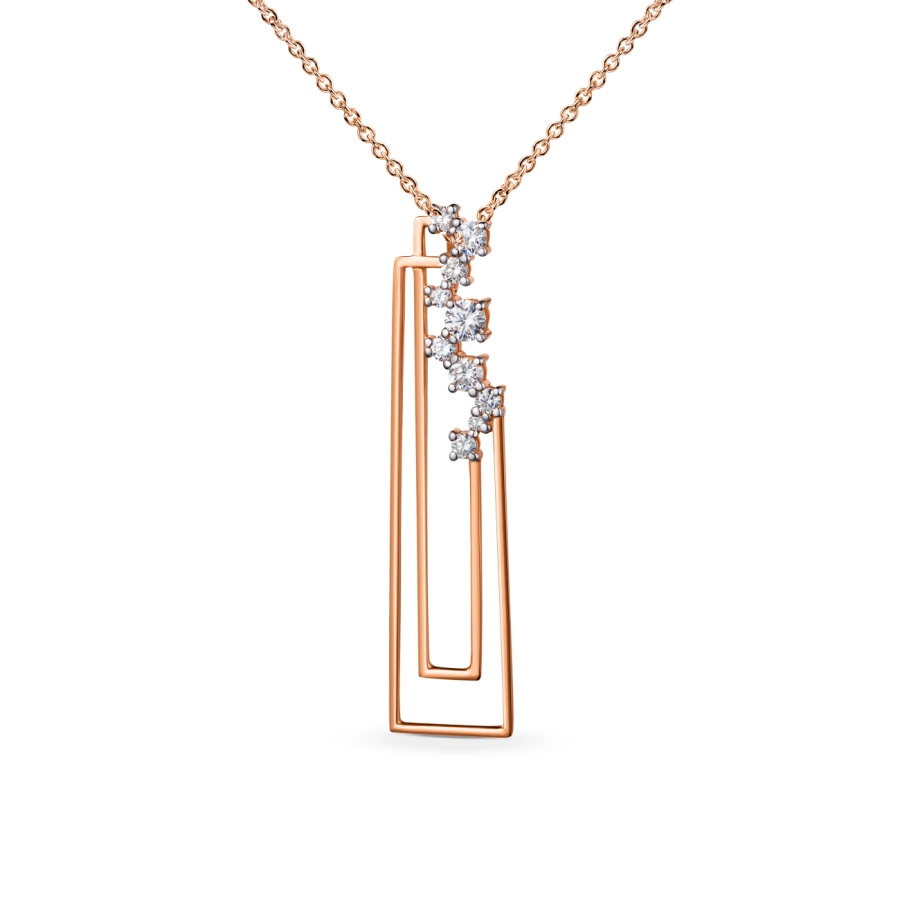 ЗОЛОТАЯ ПОДВЕСКА С БРИЛЛИАНТАМИ НА ЦЕПОЧКЕ - П519