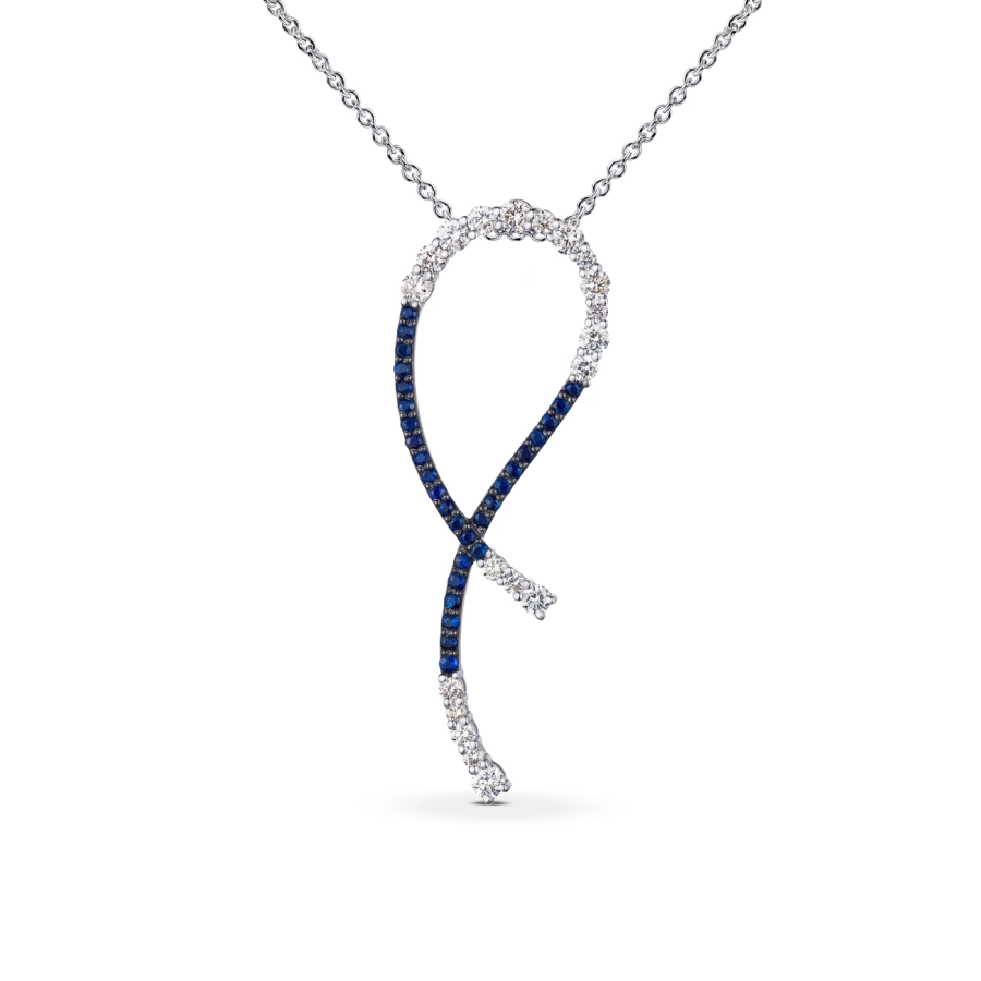 ЗОЛОТА ПІДВІСКА З САПФІРАМИ І ДІАМАНТАМИ - П527с