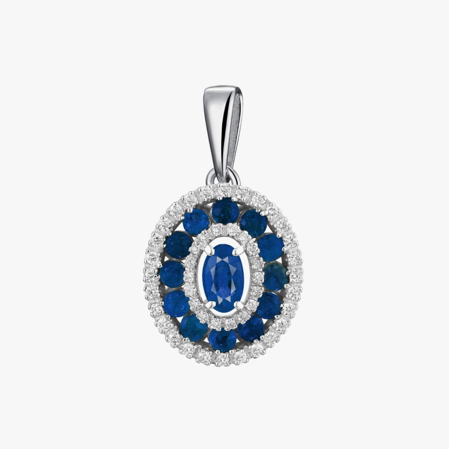 Золотая подвеска с бриллиантами и сапфирами - П538с