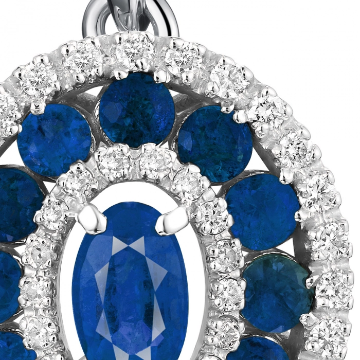 GOLD PENDANT WITH SAPPHIRES AND DIAMONDS - П538с