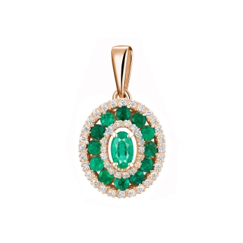 GOLD PENDANT WITH EMERALDS AND DIAMONDS - П538и