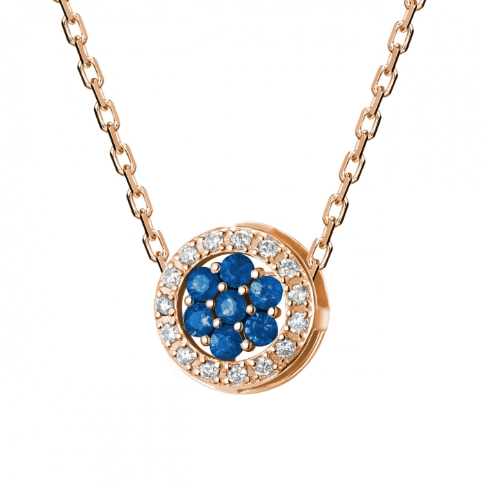 GOLD PENDANT WITH SAPPHIRES AND DIAMONDS - П547с