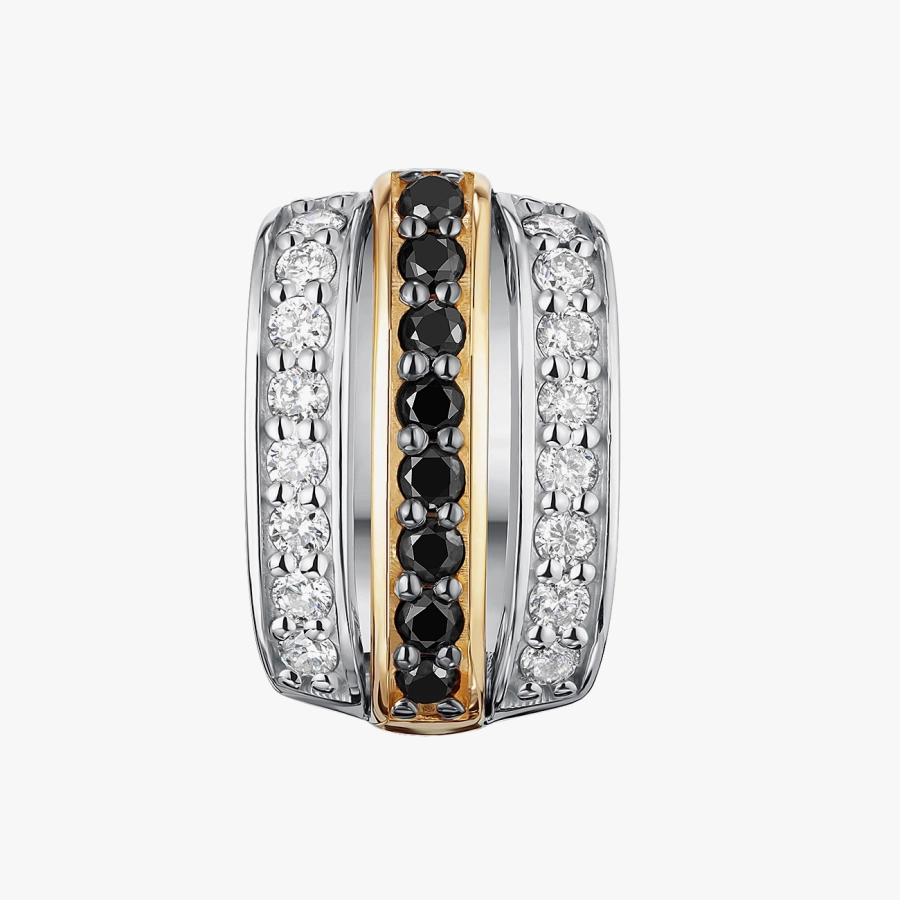 Подвеска с белыми и черными бриллиантами в комбинированном золоте - П559ч