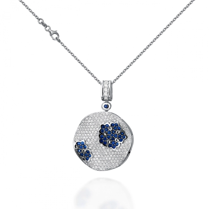 GOLD PENDANT WITH SAPPHIRES AND DIAMONDS - П576