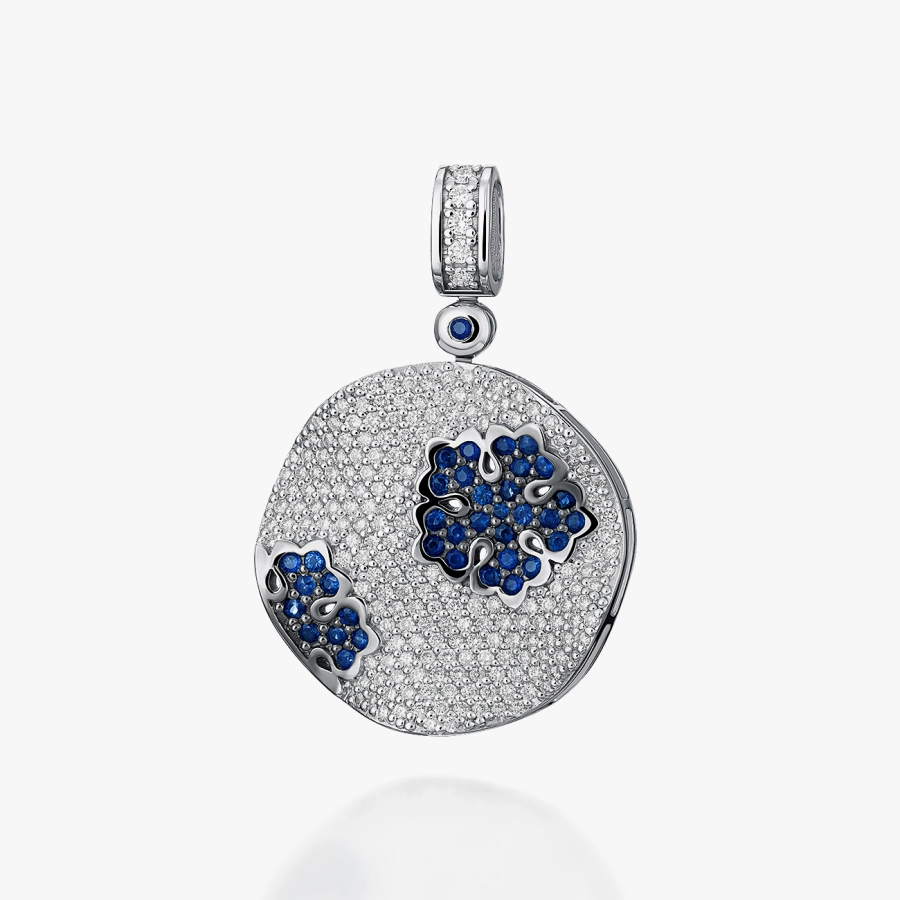 Підвіс із сапфірами та діамантами у білому золоті - П576