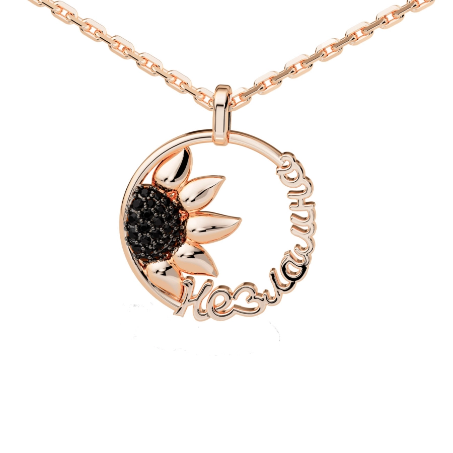 ЗОЛОТА ПІДВІСКА З ЧОРНИМИ ДІАМАНТАМИ - П586