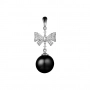 GOLD PENDANT WITH DIAMONDS AND BLACK PEARL - П603