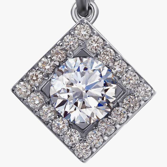 Square-Set Diamond Pendant - П606