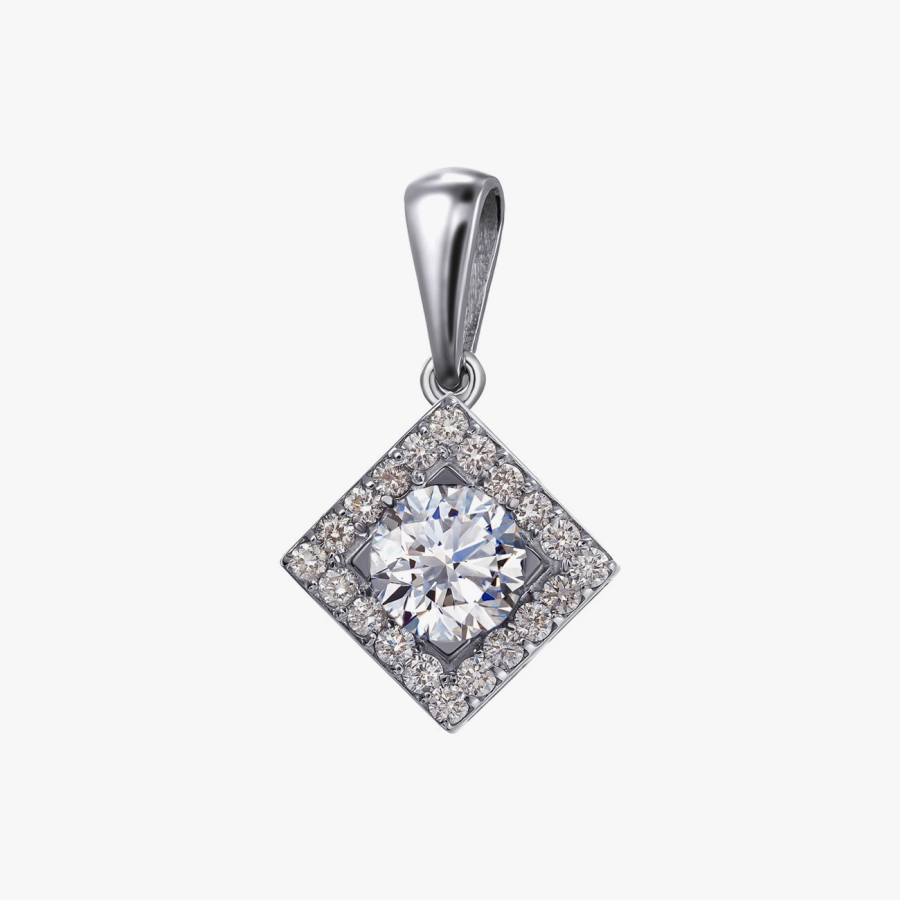 Подвеска с бриллиантом в квадратной оправе - П606