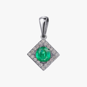 Emerald and Diamond Pendant in White Gold - П606и
