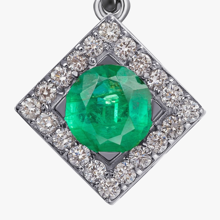 Emerald and Diamond Pendant in White Gold - П606и