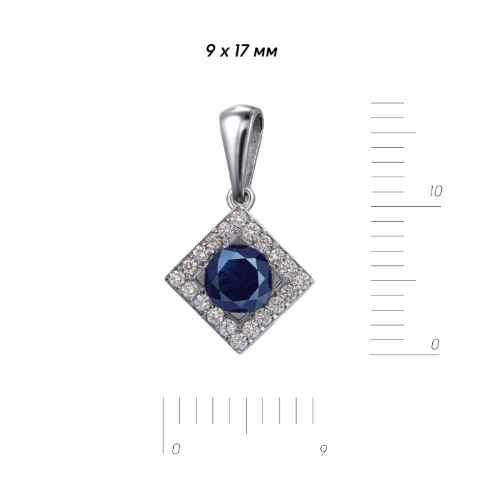 GOLD PENDANT WITH DIAMONDS AND SAPPHIRE - П606с
