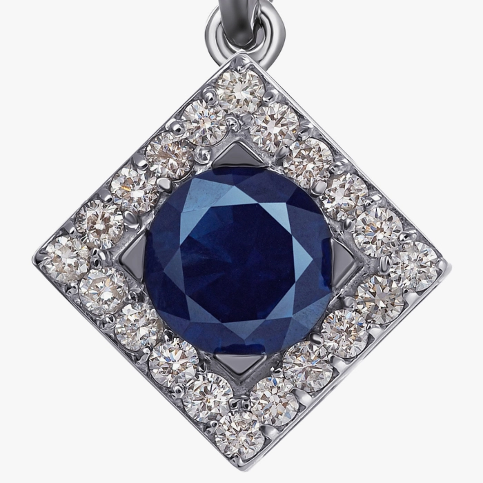 GOLD PENDANT WITH DIAMONDS AND SAPPHIRE - П606с