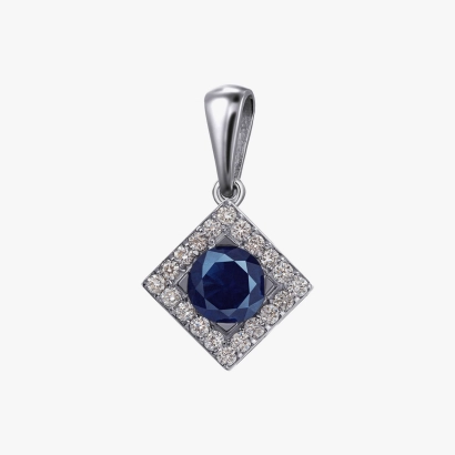 GOLD PENDANT WITH DIAMONDS AND SAPPHIRE - П606с