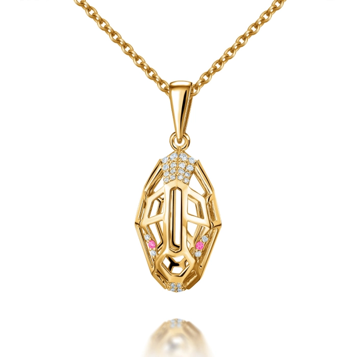 GOLD PENDANT WITH SAPPHIRES AND DIAMONDS - П632.1ср